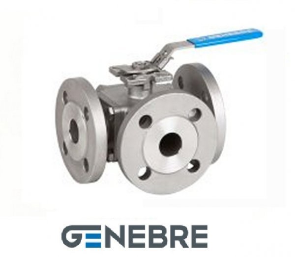 Кран шаровый трехходовой Genebre нерж. сталь PN40 Тмакс=+180оС фланцевый
