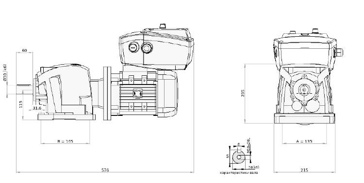 Мотор-редуктор Rob30-3 i:120 baseSW P80B5 80A-4 B5 kW0,55 230/400 NEO WiFi 3kW ASSEMBLYRB ESPM80BRAKE180V ESPMHANDLEDX